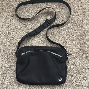 Lululemon city adventurer Black Messenger Bag with Adjustable Strap